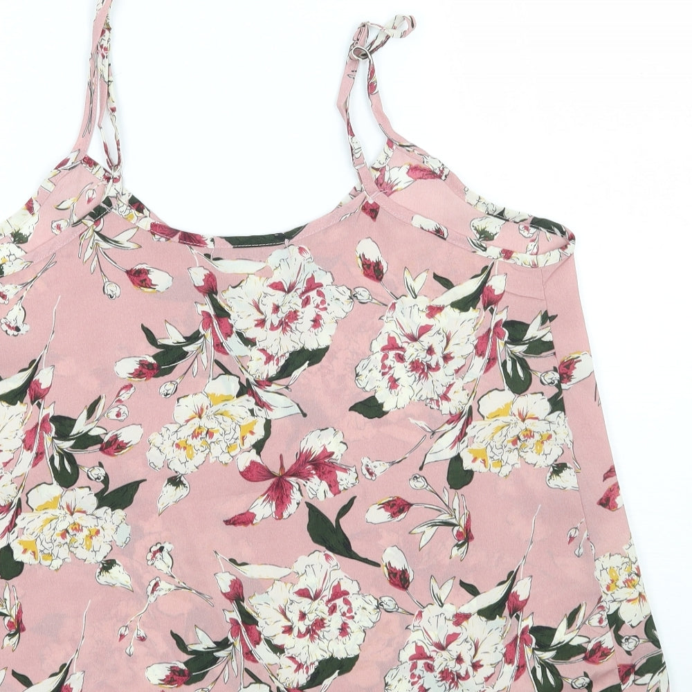 Jeuvre Womens Pink Floral  Basic Tank Size S