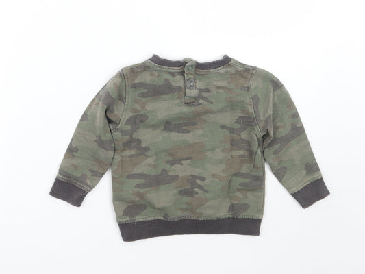 Babaluno Boys Green Camouflage  Pullover Jumper Size 12-18 Months