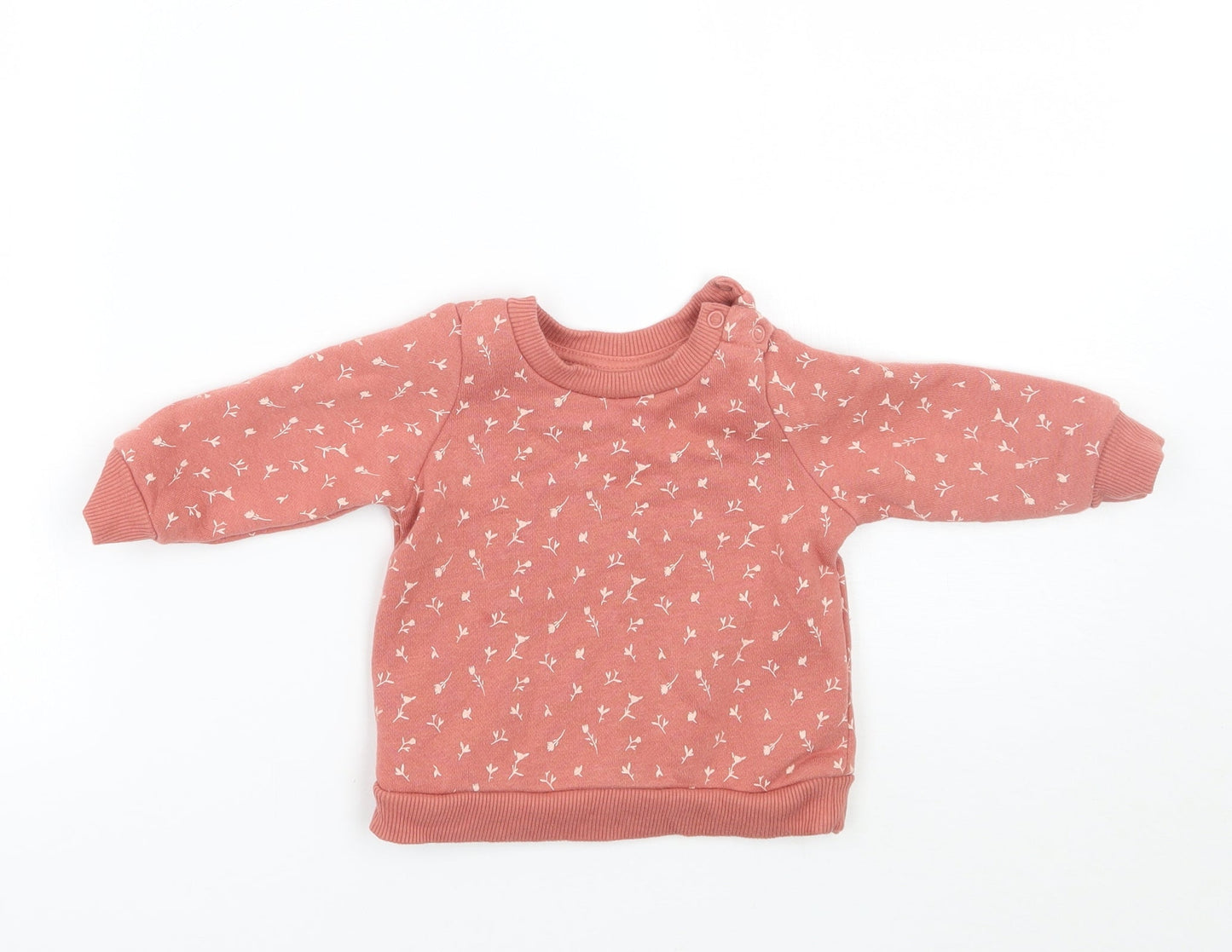 Primark Girls Orange Floral  Pullover Jumper Size 6-9 Months