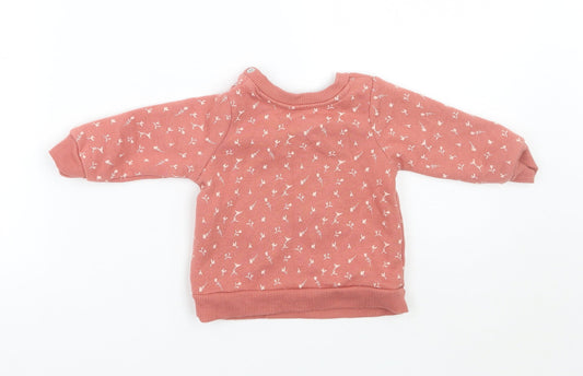 Primark Girls Orange Floral  Pullover Jumper Size 6-9 Months