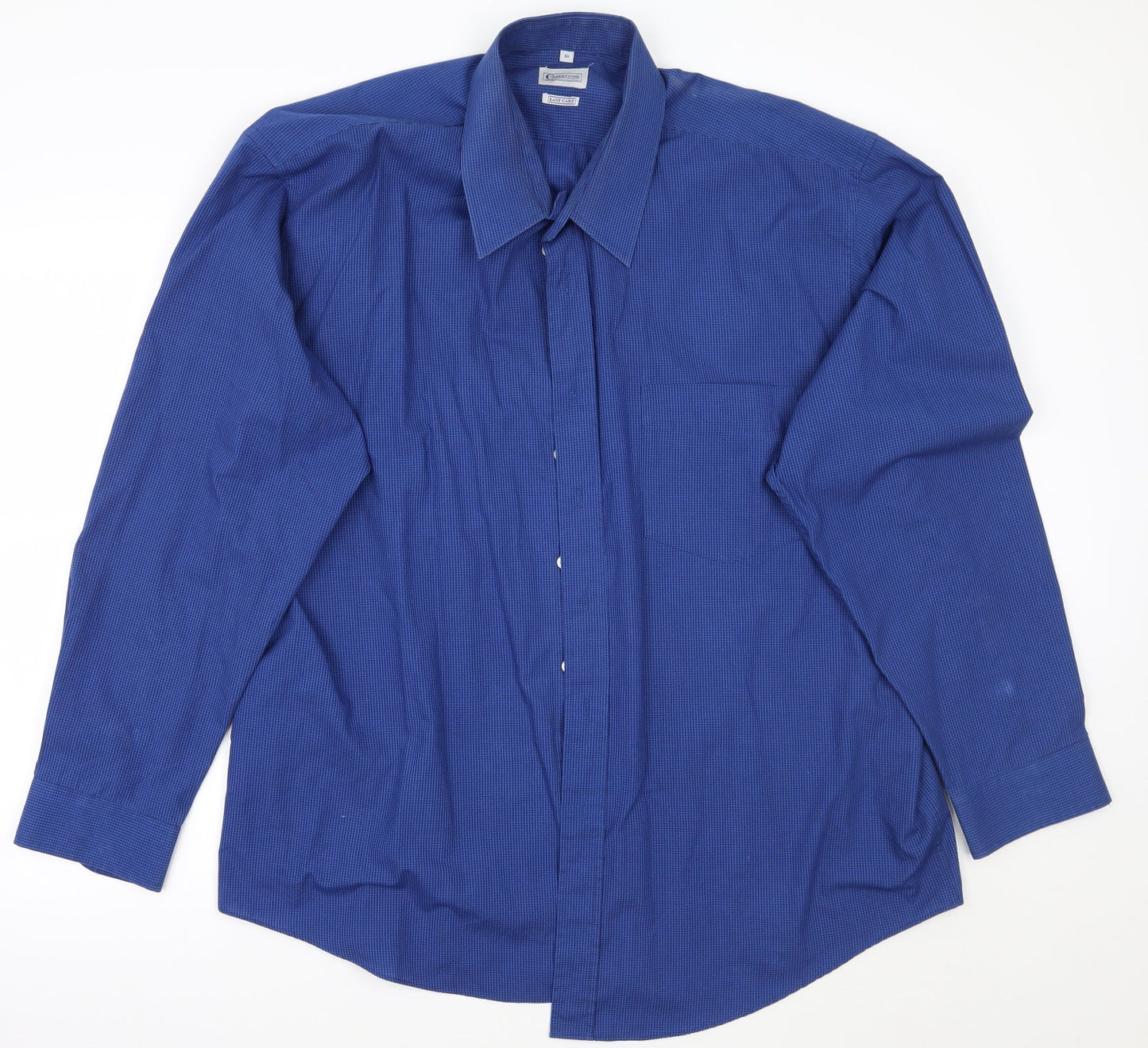 Copper stone Mens Blue Check   Button-Up Size 18