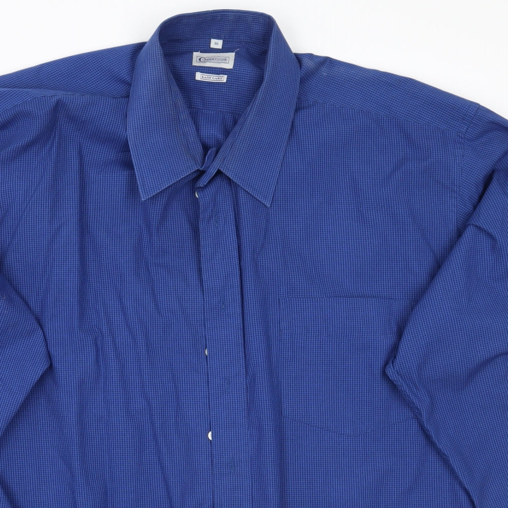 Copper stone Mens Blue Check   Button-Up Size 18
