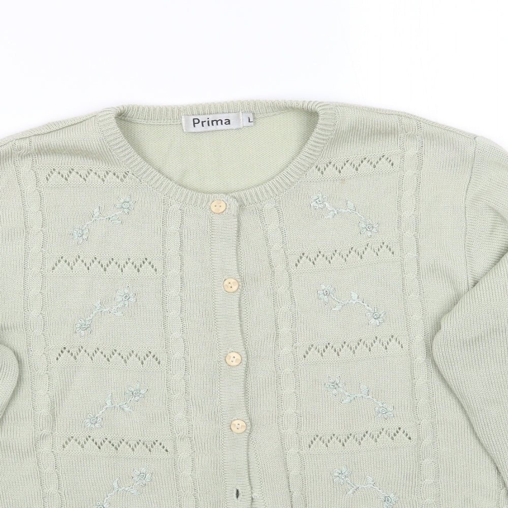 Prima Womens Green   Cardigan Jumper Size L