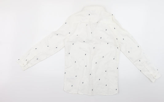 Marks & Spencer Boys White Geometric  Basic Button-Up Size 12-13 Years