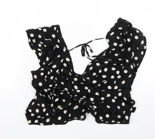 Topshop Womens Black Polka Dot  Wrap Blouse Size 8