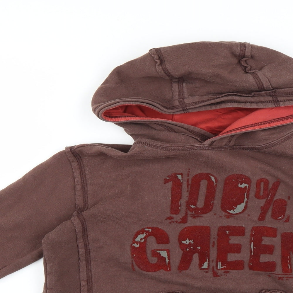 100% green Boys Brown Geometric  Pullover Hoodie Size 10 Years