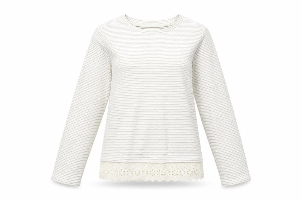 Marks and Spencer Girls White Striped Knit Pullover Jumper Size 13-14 Years