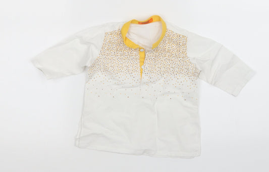 J Infants Boys White Animal Print  Basic Polo Size 6-9 Months