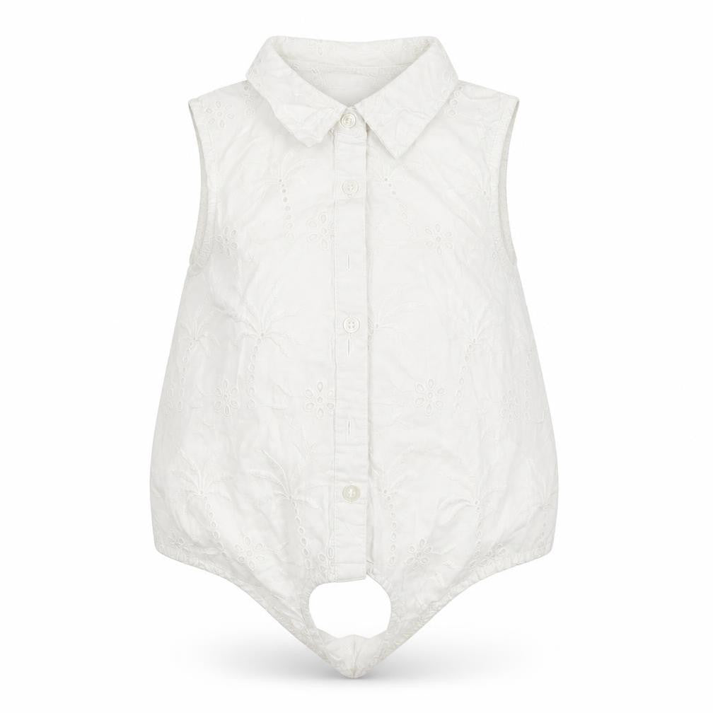 TU Girls White Floral  Basic Button-Up Size 7 Years