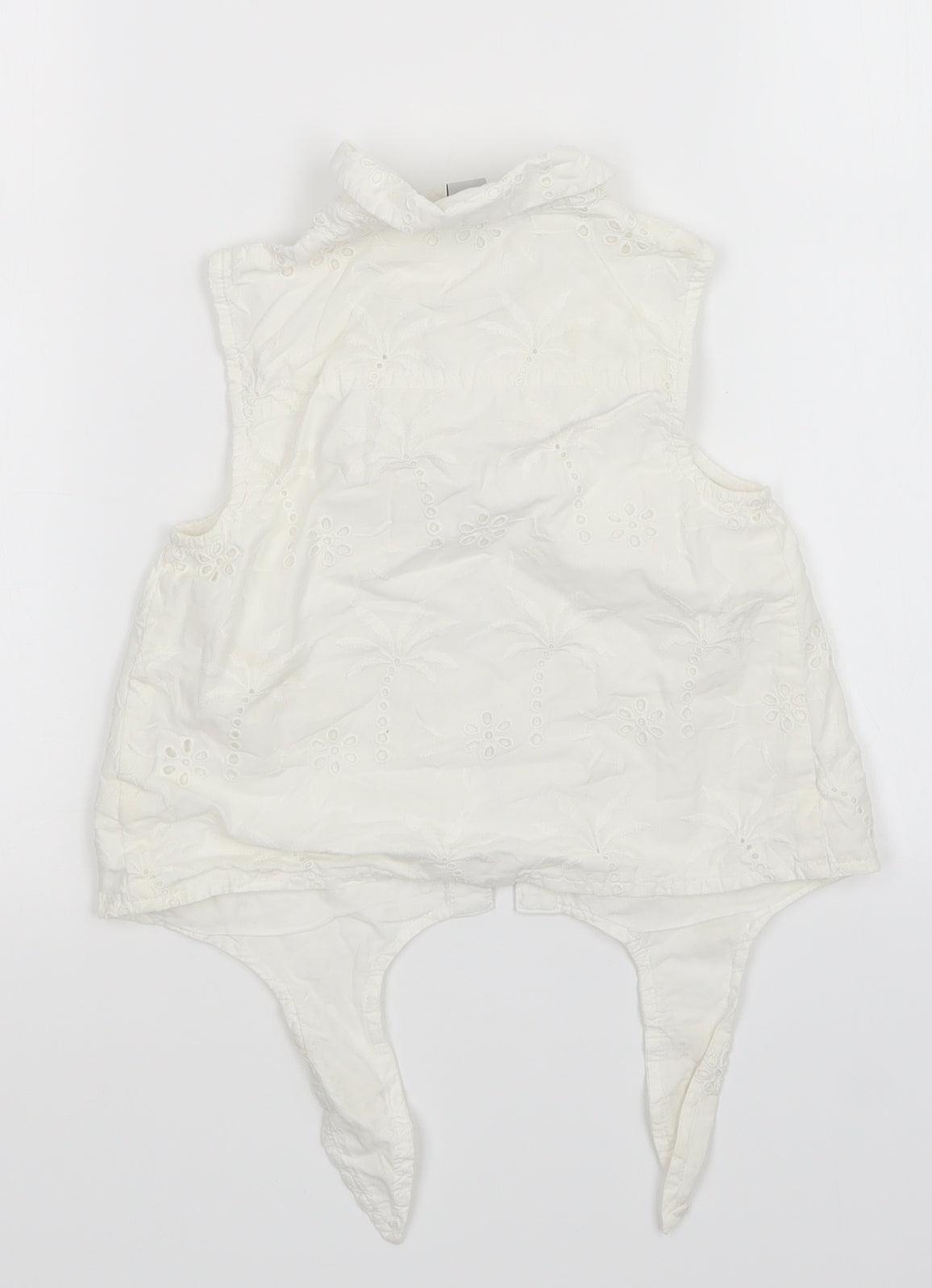 TU Girls White Floral  Basic Button-Up Size 7 Years