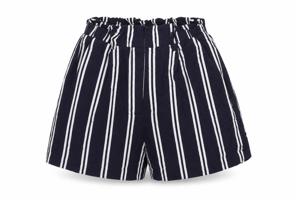 H&M Womens Blue Striped  Paperbag Shorts Size 4