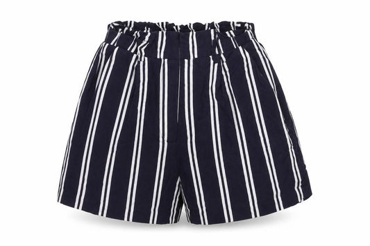 H&M Womens Blue Striped  Paperbag Shorts Size 4