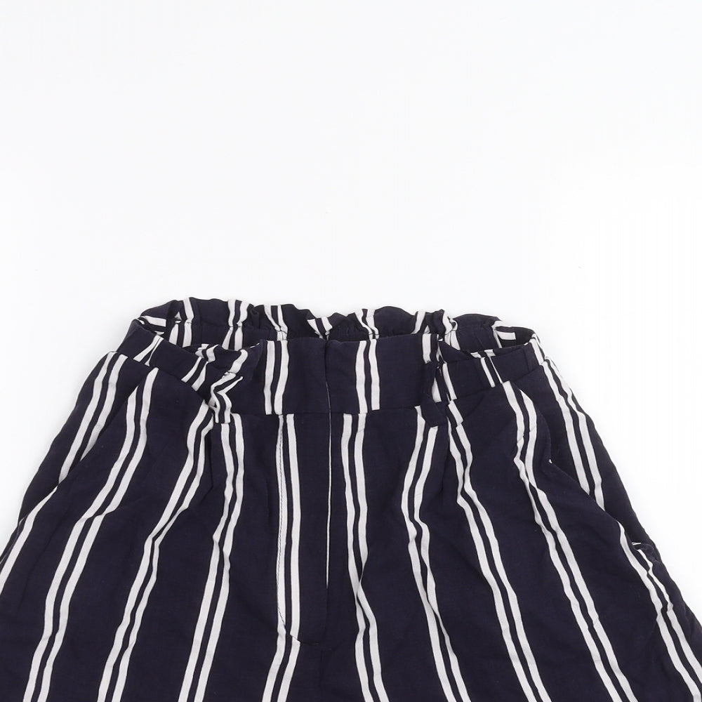 H&M Womens Blue Striped  Paperbag Shorts Size 4