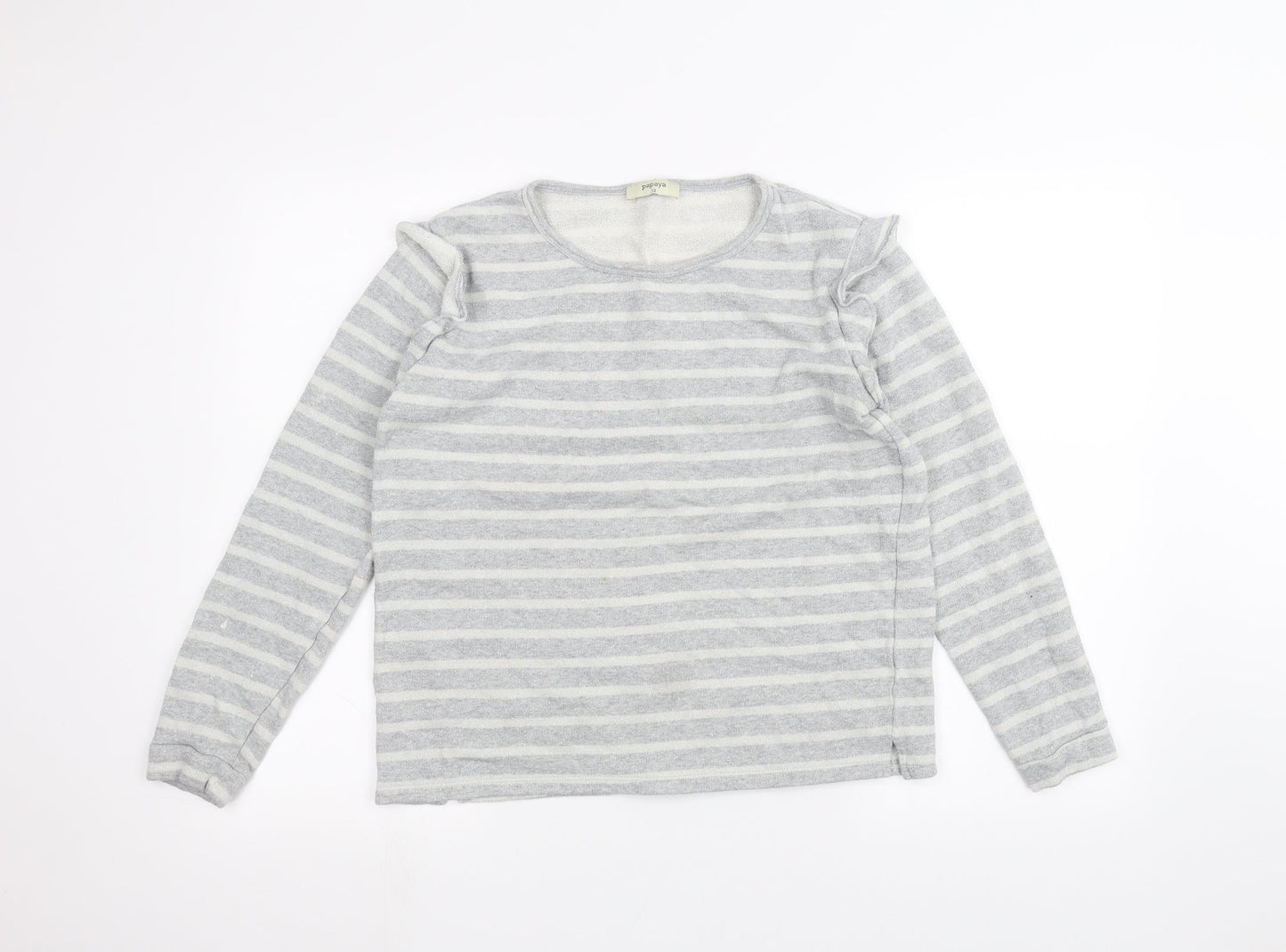 Papaya Womens Grey Striped  Pullover Jumper Size 12