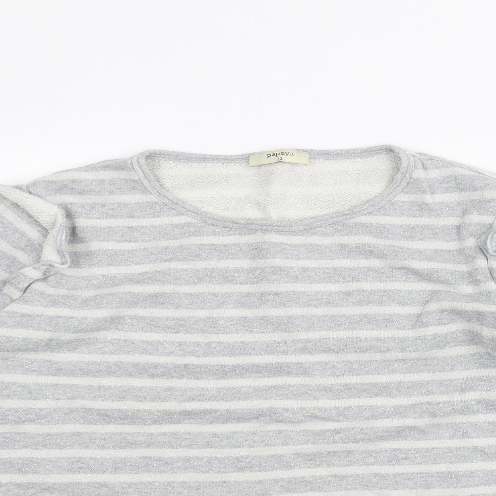 Papaya Womens Grey Striped  Pullover Jumper Size 12