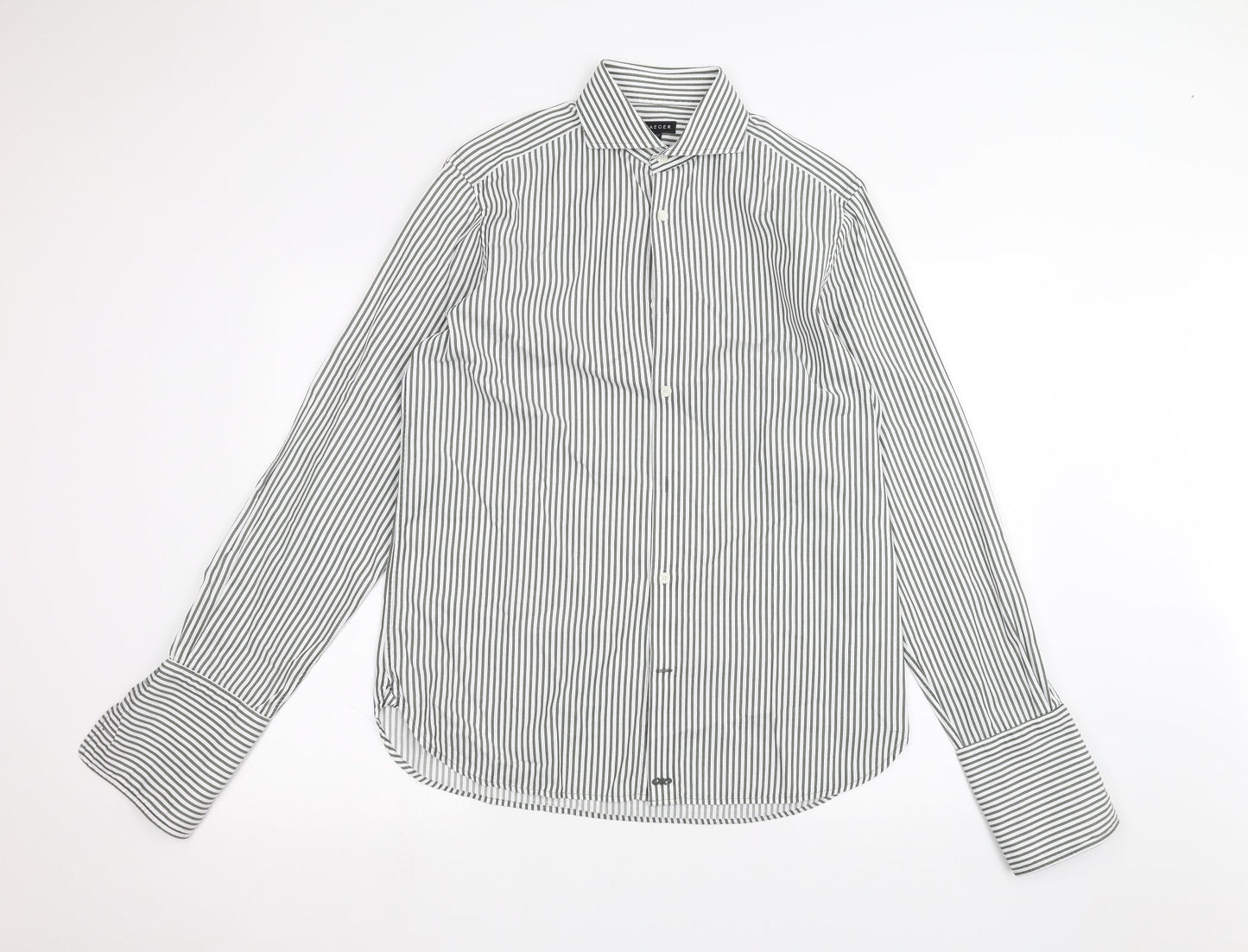 Jaeger Mens White Striped   Dress Shirt Size 15.5