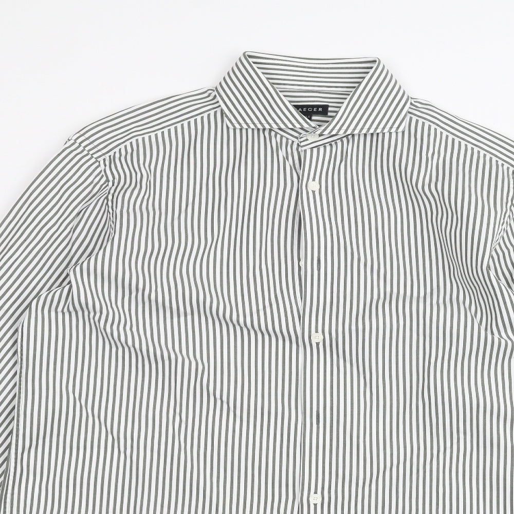 Jaeger Mens White Striped   Dress Shirt Size 15.5