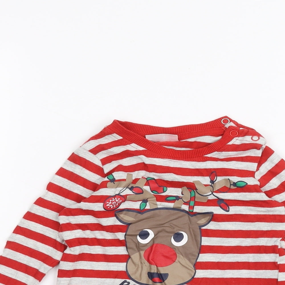 So Cute Baby Grey Striped  Basic T-Shirt Size 9-12 Months  - christmas