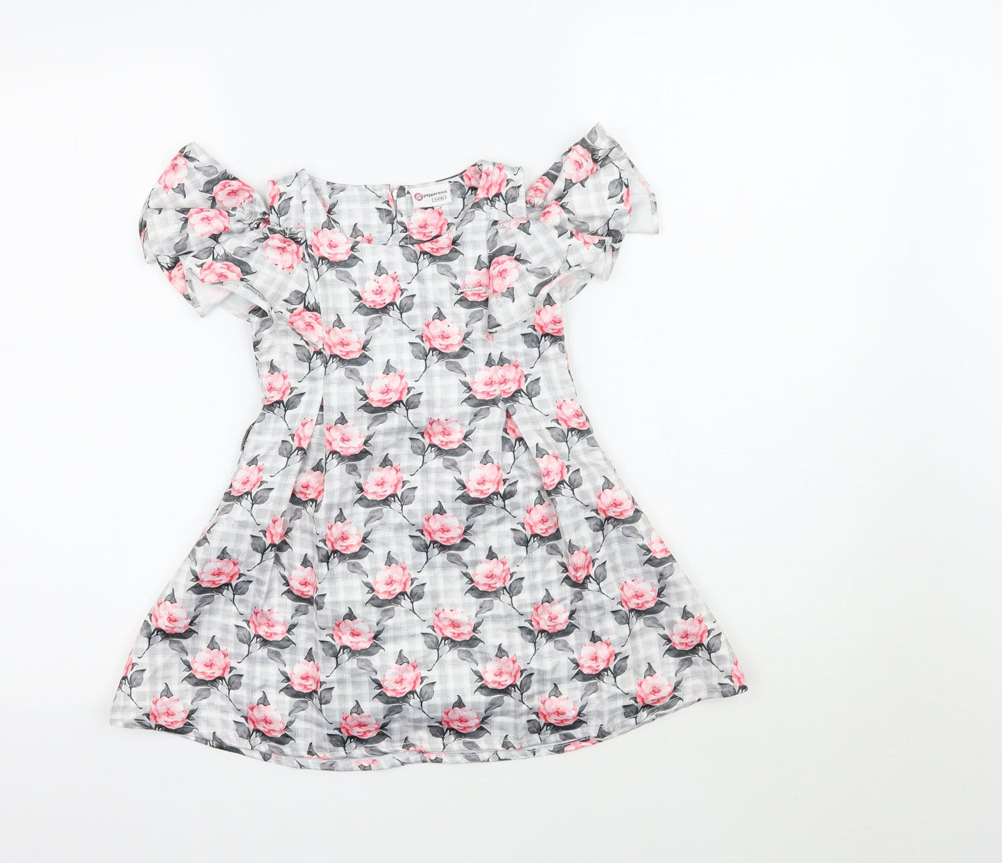 Peppermint Girls Grey Floral  Fit & Flare  Size 2-3 Years
