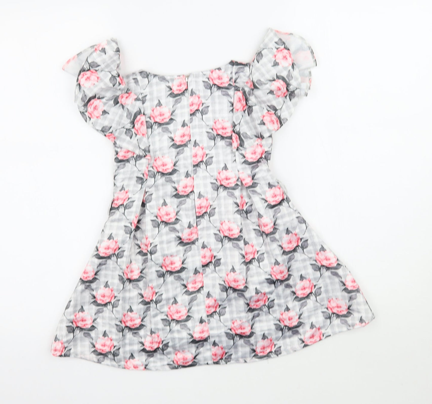 Peppermint Girls Grey Floral  Fit & Flare  Size 2-3 Years