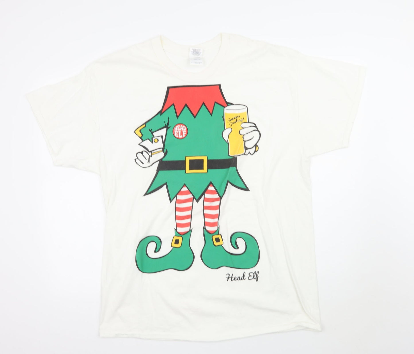 Gildan Mens White    T-Shirt Size XL  - Xmas