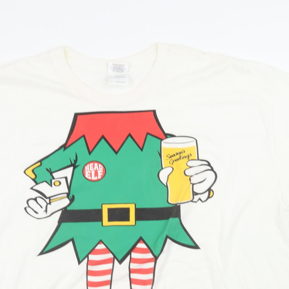 Gildan Mens White    T-Shirt Size XL  - Xmas