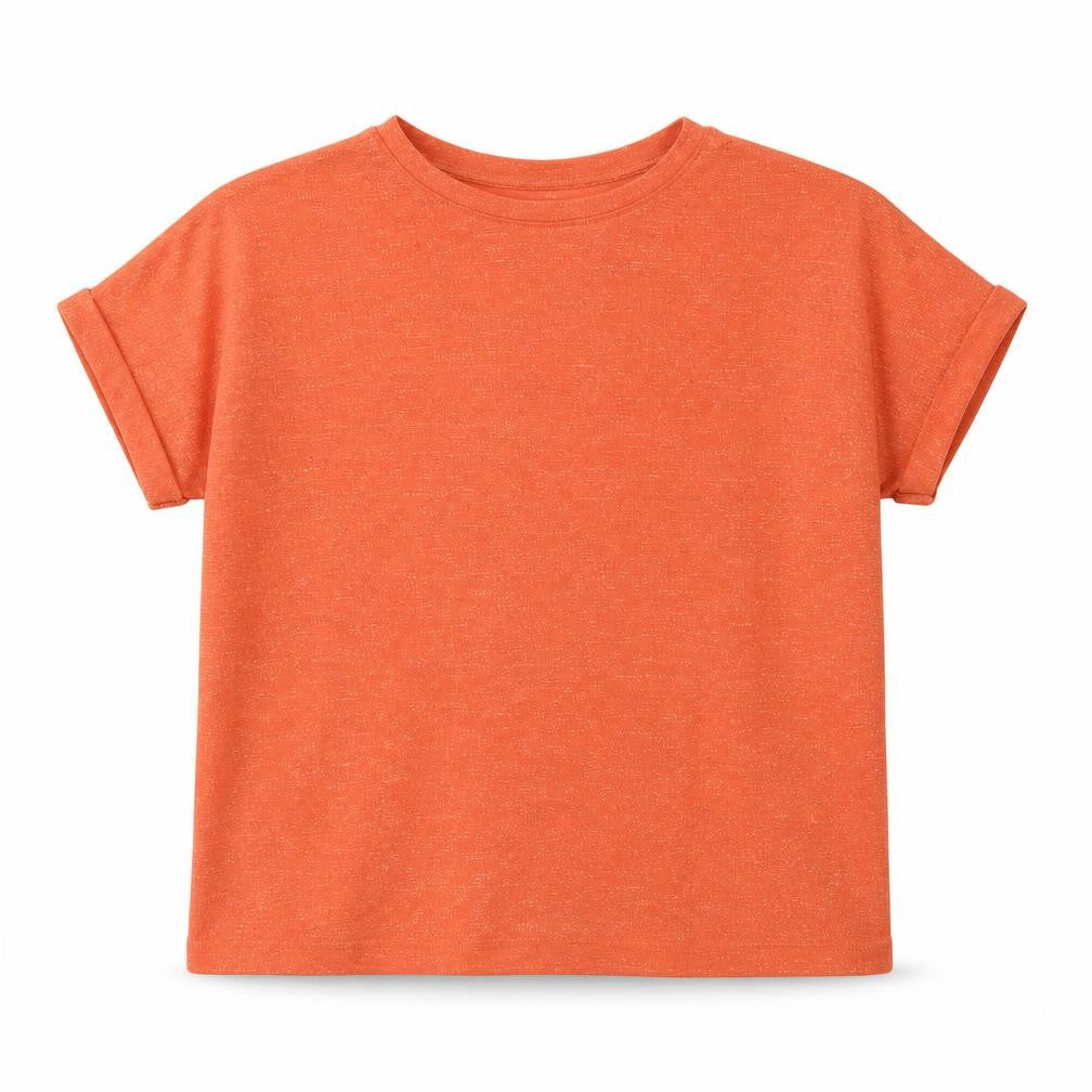 name it Girls Orange Striped  Basic T-Shirt Size 9-10 Years