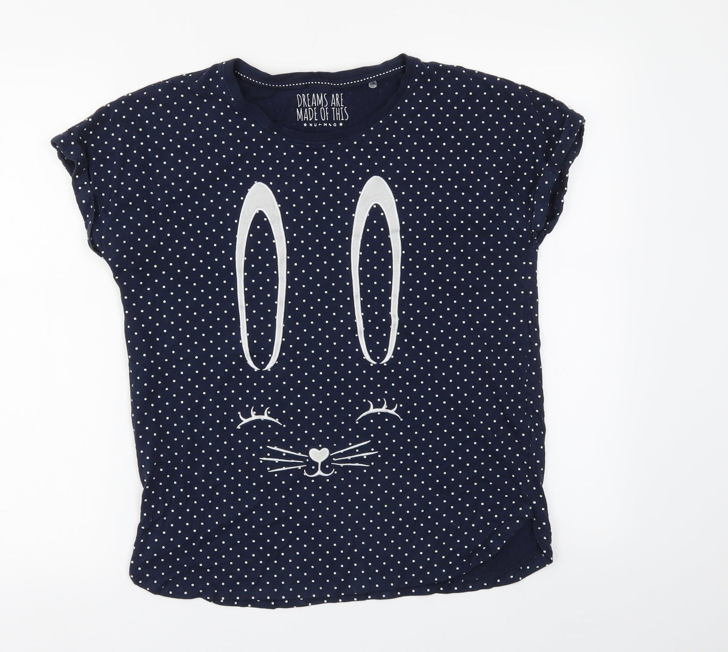 Nutmeg Womens Blue Polka Dot  Top Pyjama Top Size 8