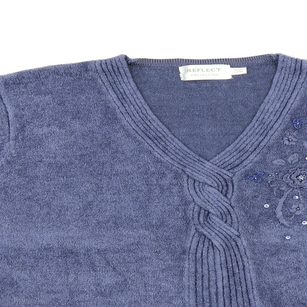 Reflect Collection Womens Blue   Pullover Sweatshirt Size L