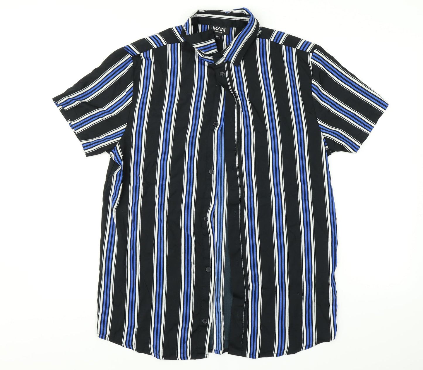 boohooMAN Mens Multicoloured Striped   Button-Up Size M