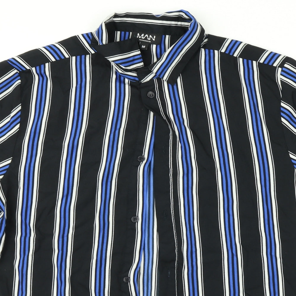 boohooMAN Mens Multicoloured Striped   Button-Up Size M