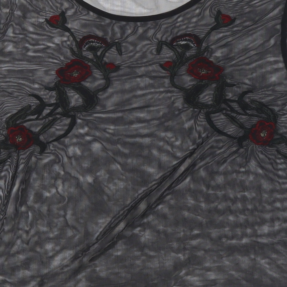 Quiz Womens Black Floral  Basic Blouse Size 12