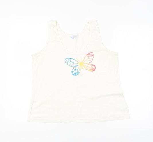 Pretty Secrets Womens White   Basic Tank Size 16  - Butterfly