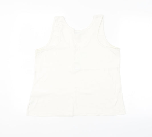 Pretty Secrets Womens White   Basic Tank Size 16  - Butterfly