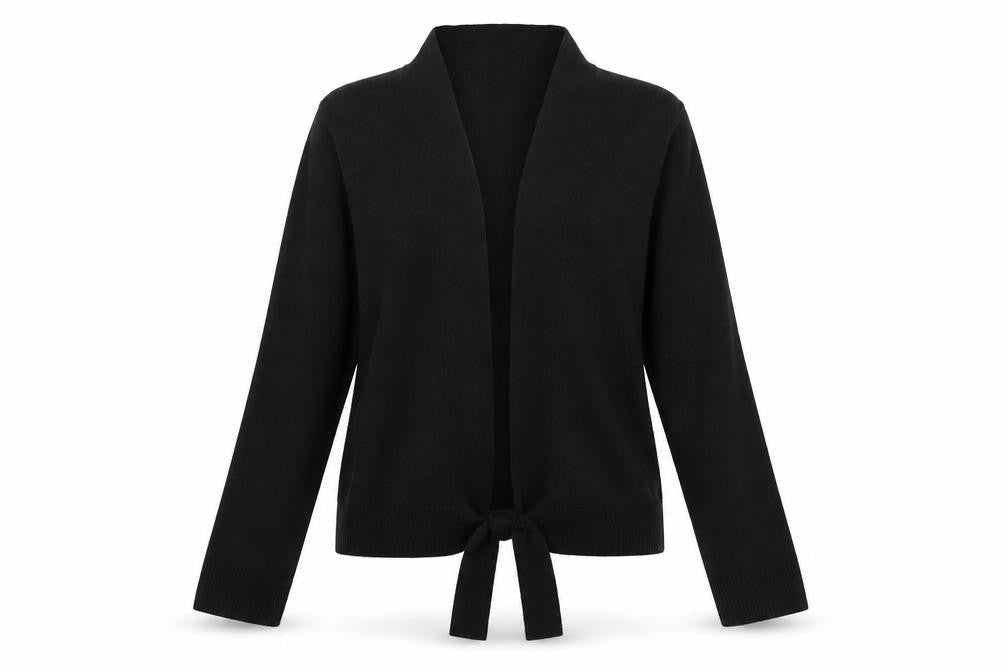 Front view of Papaya women’s black cardigan jumper, size S