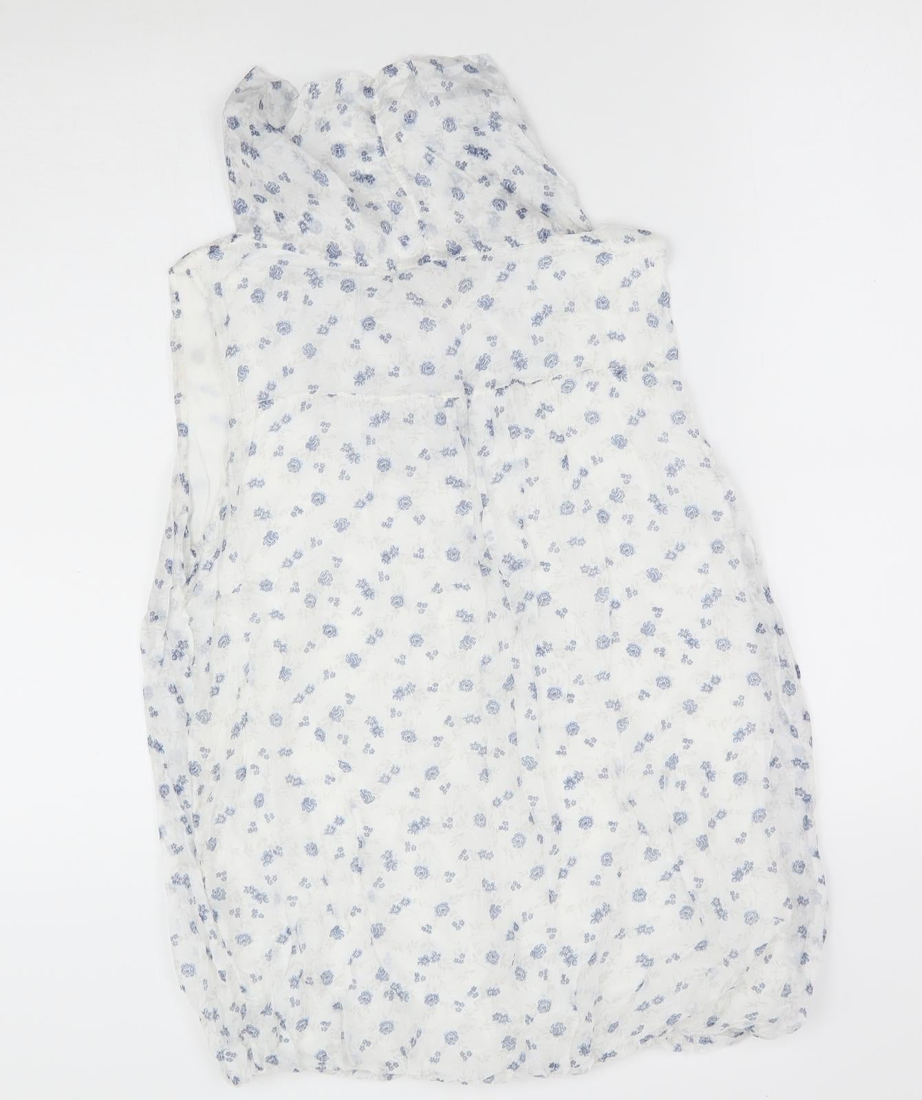 Giusy Womens White Floral  Basic Blouse Size M