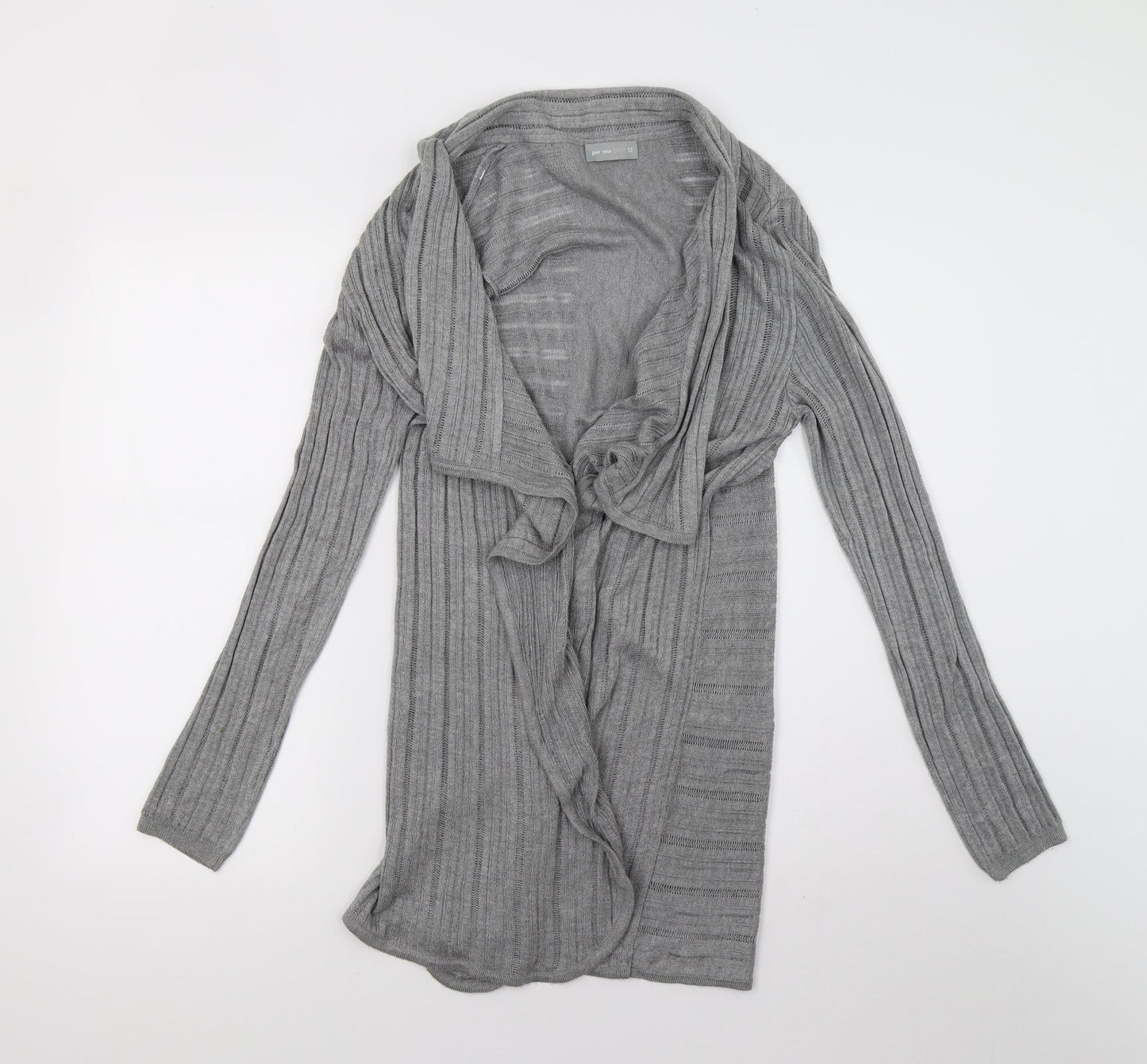 Per Una Womens Grey  Knit Cardigan Jumper Size 12