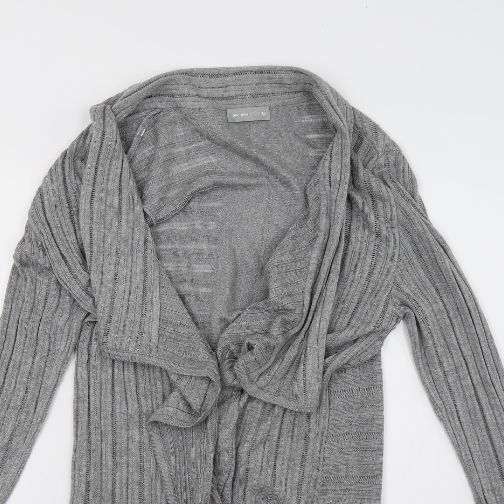 Per Una Womens Grey  Knit Cardigan Jumper Size 12
