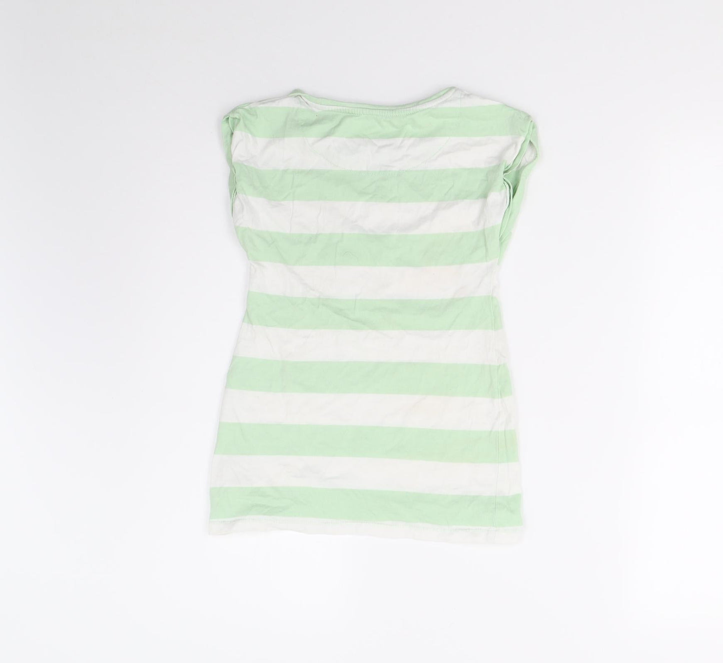 John Lewis Girls Green Striped  Basic T-Shirt Size 10 Years