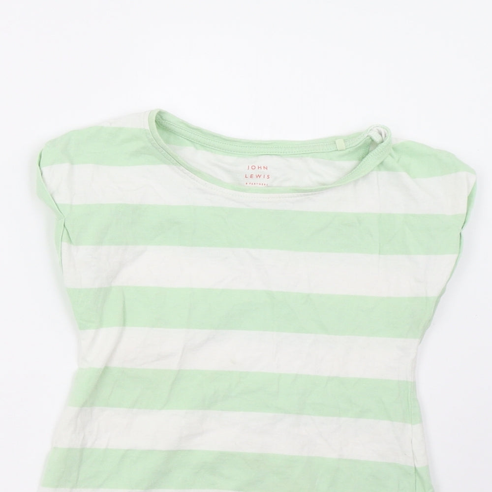 John Lewis Girls Green Striped  Basic T-Shirt Size 10 Years