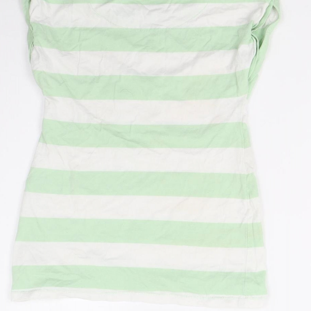 John Lewis Girls Green Striped  Basic T-Shirt Size 10 Years