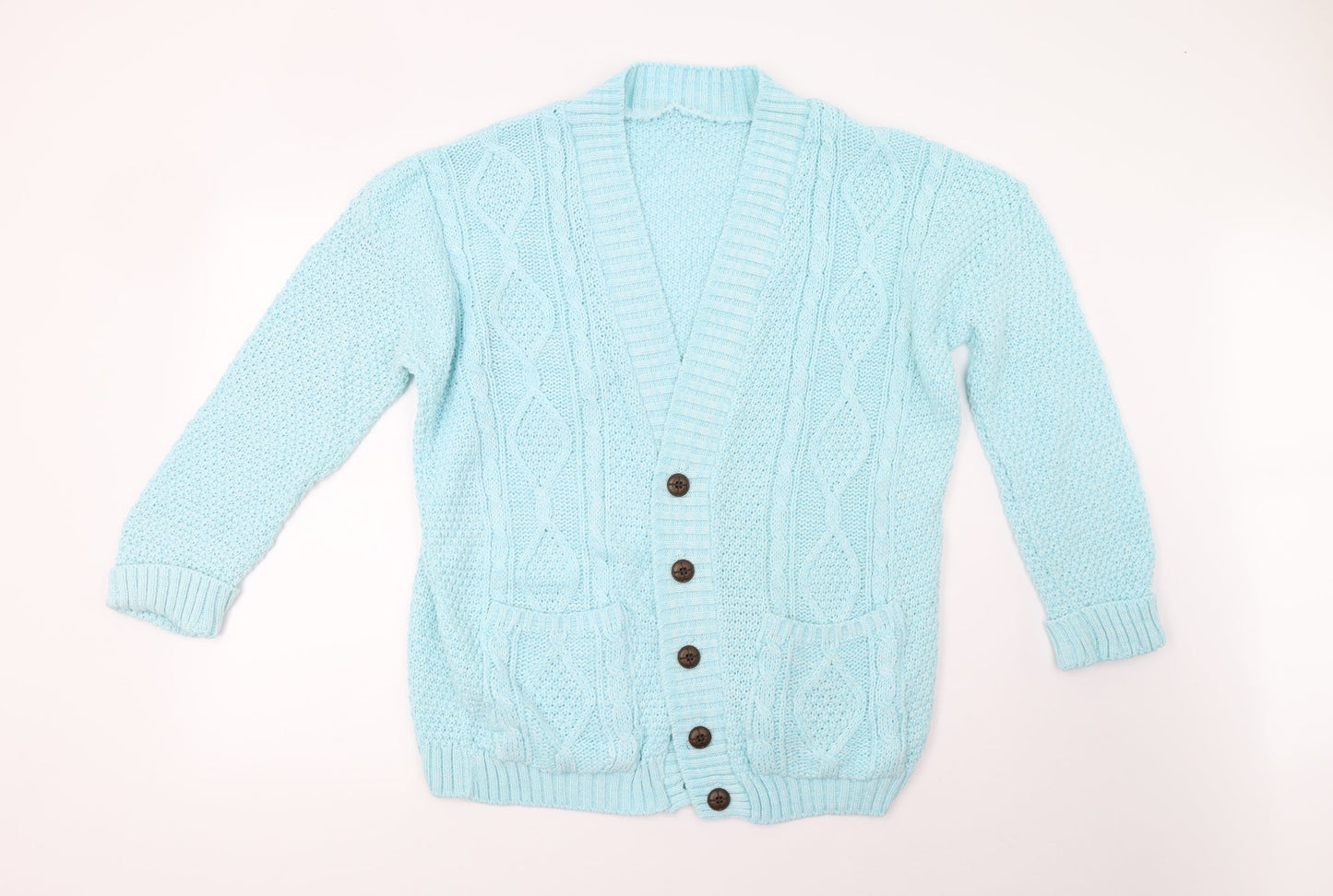Preworn Womens Blue  Knit Cardigan Jumper Size L