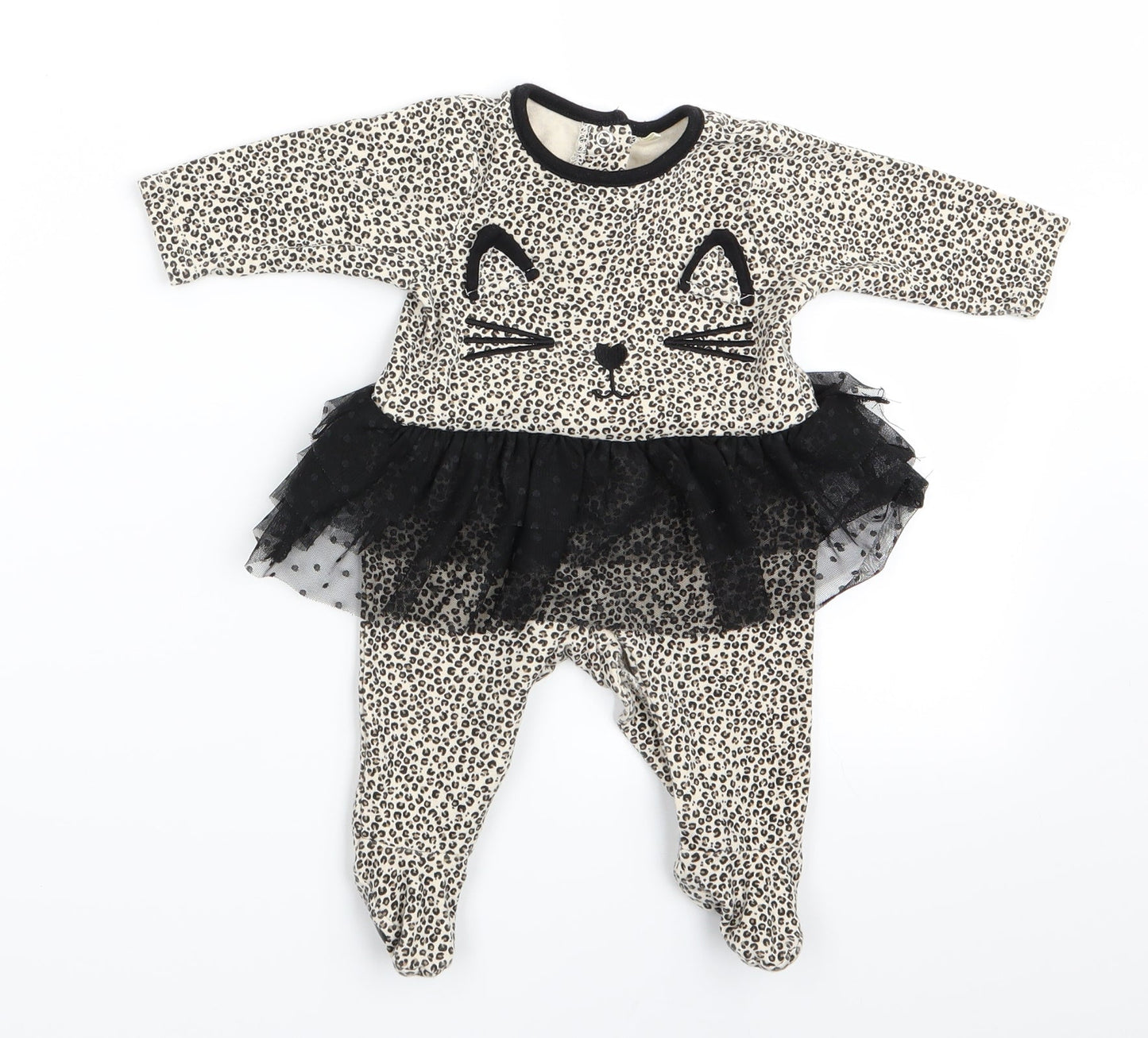 Preworn Girls Multicoloured Animal Print  Catsuit One-Piece   - Cat Face -