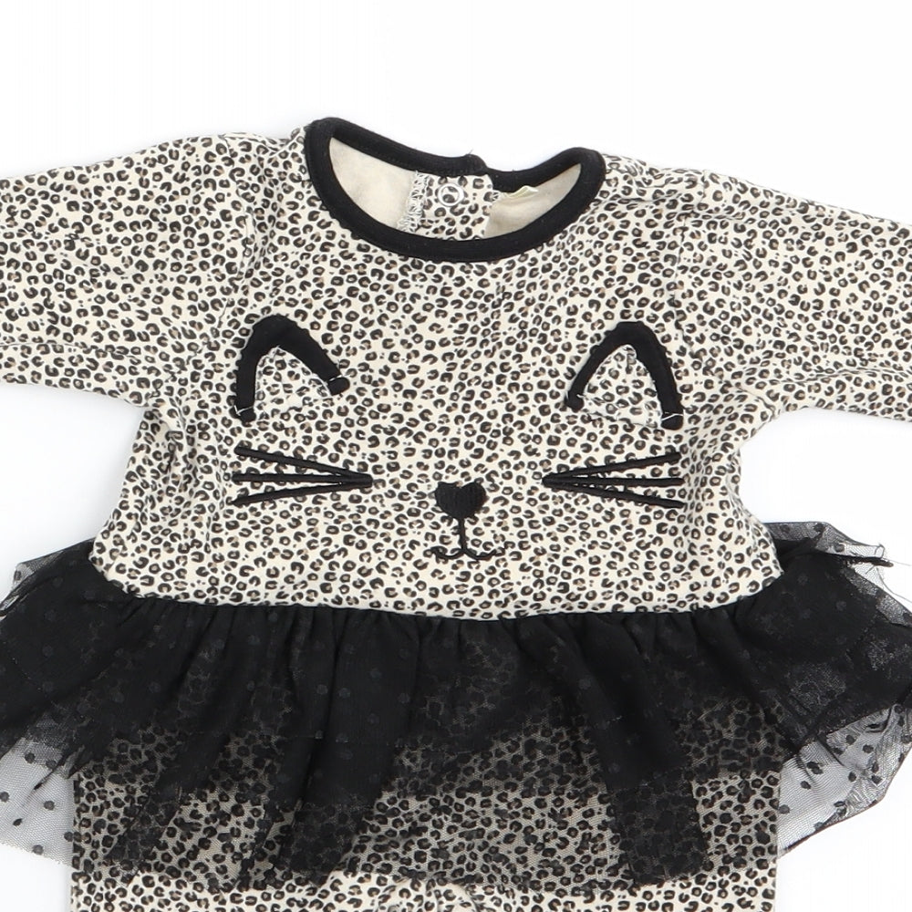 Preworn Girls Multicoloured Animal Print  Catsuit One-Piece   - Cat Face -