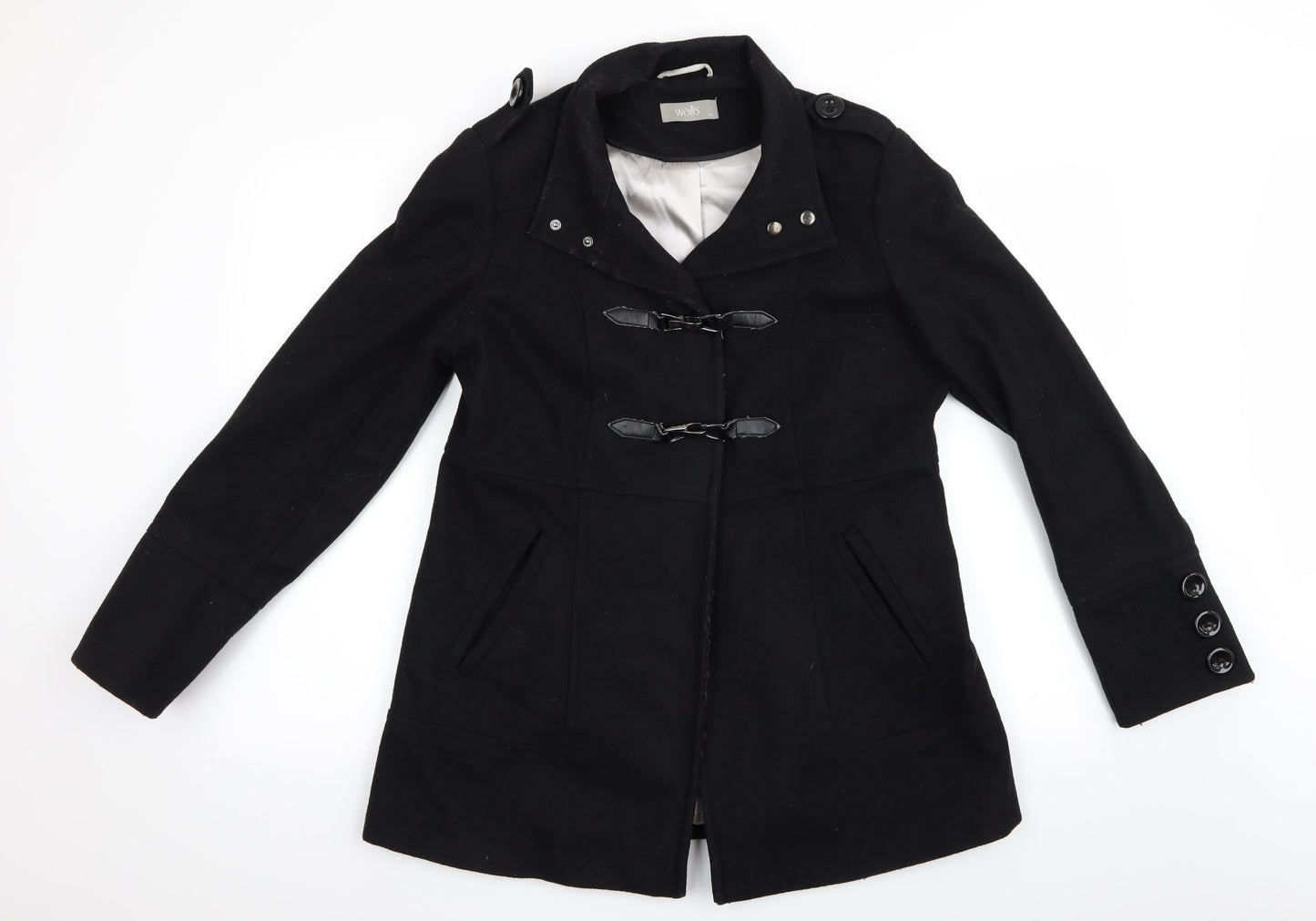 Wallis Womens Black   Overcoat Coat Size 14