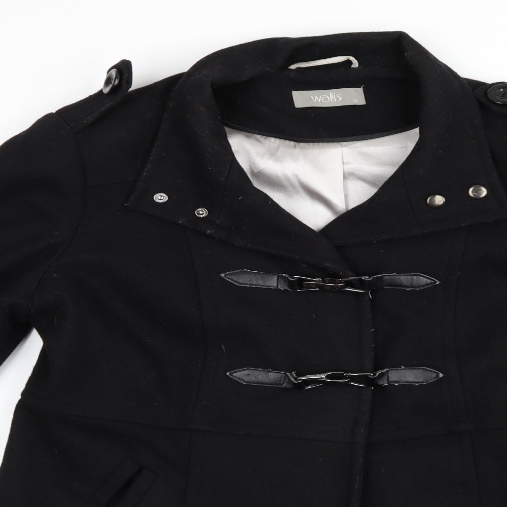 Wallis Womens Black   Overcoat Coat Size 14