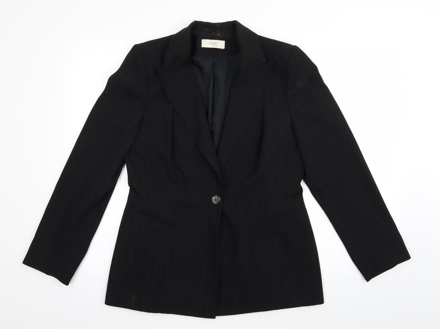 Wallis Womens Black Striped  Jacket  Size 12  - Slight Glitter effect stripe