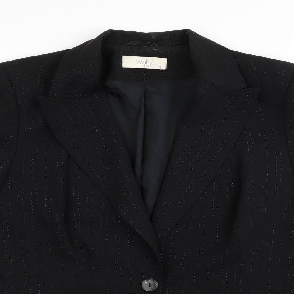Wallis Womens Black Striped  Jacket  Size 12  - Slight Glitter effect stripe