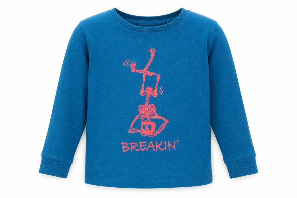 NEXT Boys Blue   Pullover Sweatshirt Size 4 Years  - Skeleton Breakin' Dancing