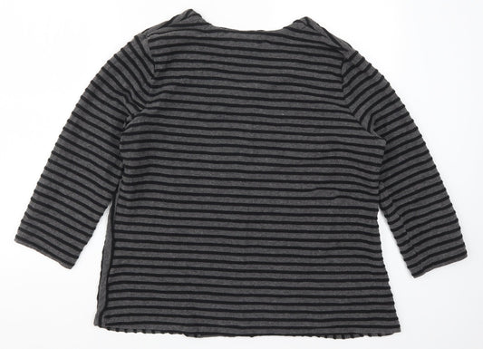 Tata Womens Grey Striped  Basic T-Shirt Size 16